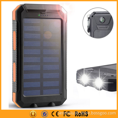 New Premium Dual USB Waterproof Solar Charger 10000mAh with LED Light